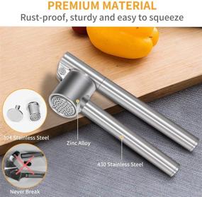 img 2 attached to 🧄 Mempedont Garlic Press Mincer - 304 Stainless Steel Garlic Crusher & Peeler Set: Detachable, Heavy-duty, Rust Proof Design for Extracting More Garlic Paste per Clove