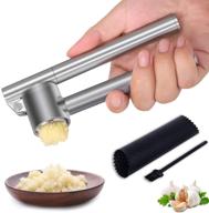 🧄 mempedont garlic press mincer - 304 stainless steel garlic crusher & peeler set: detachable, heavy-duty, rust proof design for extracting more garlic paste per clove logo