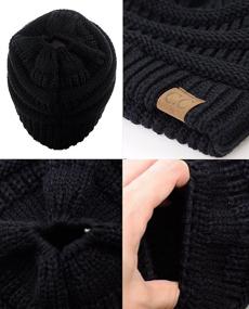 img 1 attached to 🎀 Messy High Bun Ponytail Beanie Hat - Soft Stretch Cable Knit C.C BeanieTail