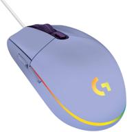 lilac logitech g203 prodigy wired gaming mouse with rgb, lightweight design, 6 programmable buttons, 8,000 dpi, on-board memory, for pc and mac logo