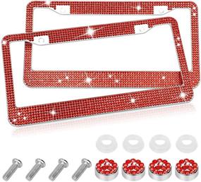 img 4 attached to EEEKit Rhinestone License Plate Frames For Women