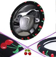 green automotive cherry car accessory: cute handmade 15-inch steering wheel cover for women logo