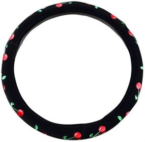 img 3 attached to Green Automotive Cherry Car Accessory: Cute Handmade 15-Inch Steering Wheel Cover for Women