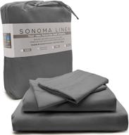 🛌 super soft queen bed sheet set gray 1800 thread count | sonoma linen microfiber bedding - wrinkle & fade resistant, hotel quality deep pocket sheets - breathable & cooling logo