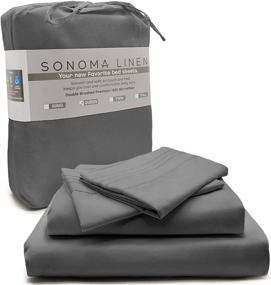 img 4 attached to 🛌 SUPER SOFT Queen Bed Sheet Set Gray 1800 Thread Count | SONOMA LINEN Microfiber Bedding - Wrinkle & Fade Resistant, Hotel Quality Deep Pocket Sheets - Breathable & Cooling