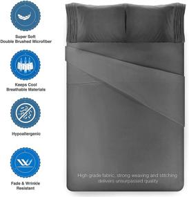 img 2 attached to 🛌 SUPER SOFT Queen Bed Sheet Set Gray 1800 Thread Count | SONOMA LINEN Microfiber Bedding - Wrinkle & Fade Resistant, Hotel Quality Deep Pocket Sheets - Breathable & Cooling