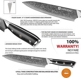 img 3 attached to [NEW] Wrooc Damascus 8-inch Chef Knife: Kitchen Knives with Premium G10 Handle & Triple Rivet, Razor Sharp Japanese VG-10 Stainless Steel, Exceptional Edge Retention, Stain & Corrosion Resistant