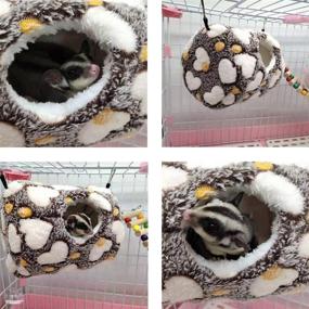 img 2 attached to 🐹 Warm Sleeping Nest Bed for Syrian Hamster, Gerbil, Rat, Mouse, Sugar Glider, Squirrel - Hypoallergenic Wontee Hamster Plush Hammock