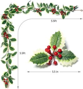 img 3 attached to 🎄 Premium Christmas Holly Leaf Garland – 5.5 FT Winter Decoration with Red Berries for Mantle – Festive Holiday Holly Leaves Garland in Green