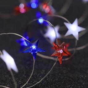 img 1 attached to July 4Th Independence Day LED String Lights 10 Ft 40 LEDs Battery Operated USA American Stars Flag String Lights With Remote For Bedroom Memorial Day National Day Decorations (Blue Red White)