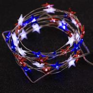 july 4th independence day led string lights 10 ft 40 leds battery operated usa american stars flag string lights with remote for bedroom memorial day national day decorations (blue red white) логотип