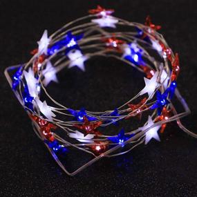 img 4 attached to July 4Th Independence Day LED String Lights 10 Ft 40 LEDs Battery Operated USA American Stars Flag String Lights With Remote For Bedroom Memorial Day National Day Decorations (Blue Red White)