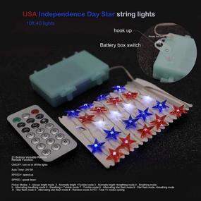 img 2 attached to July 4Th Independence Day LED String Lights 10 Ft 40 LEDs Battery Operated USA American Stars Flag String Lights With Remote For Bedroom Memorial Day National Day Decorations (Blue Red White)