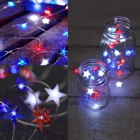 img 3 attached to July 4Th Independence Day LED String Lights 10 Ft 40 LEDs Battery Operated USA American Stars Flag String Lights With Remote For Bedroom Memorial Day National Day Decorations (Blue Red White)