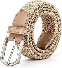 img 4 attached to Elevate Your Style with Braided Canvas Elastic Stretch Multicolored Men's Accessories