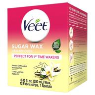 🍯 veet sugar wax hair remover: ideal for first time waxers! includes 12 fabric strips & 1 spatula with temperature indicator logo