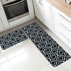 img 1 attached to 🏠 MB one Kitchen Rug Set: 2 Pc. Decorative and Modern Area Floor Runners with Non-Skid Backing, Soft, Absorbent, Washable, Plush Small and Large Mats