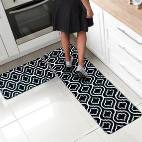 img 4 attached to 🏠 MB one Kitchen Rug Set: 2 Pc. Decorative and Modern Area Floor Runners with Non-Skid Backing, Soft, Absorbent, Washable, Plush Small and Large Mats