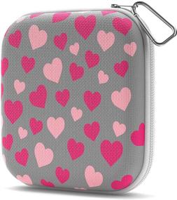 img 4 attached to 🎒 Convenient Neoprene Mask Storage Case with Zipper & Carabiner Keychain - Ideal for On-The-Go - Perfect for Kids, Women, and Men - Hearts Design