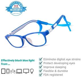 img 3 attached to Protective Eyewear for Kids - Mind Bridge Blue Light Blocking Glasses for Children Boys & Girls - Anti Eyestrain, Durable, Cute Design - Ideal for Digital Screen Time & Technology Use - 508 Blue