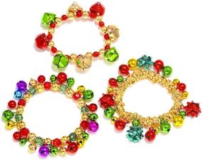 img 3 attached to 🔔 ZITULRY Christmas Jingle Bell Bracelets - Colorful Xmas Stretch Beaded Charm Bracelet Gift, Elastic Bracelet Jewelry for Women Girls Kids Party Costumes Accessories (Stackable, Set of 3)