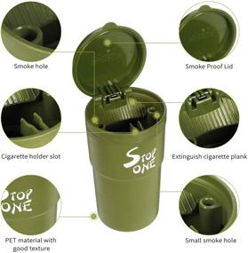 img 3 attached to 🚬 STOP ONE Car Ashtray, Portable Ashtray with Clamshell Lid - Large Auto Ash Tray for Car, Outdoor, Indoor, Travel - Windproof, Detachable and Full Washable - PBT Material - Green