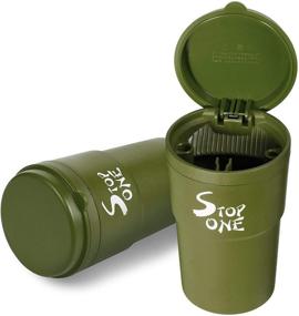 img 4 attached to 🚬 STOP ONE Car Ashtray, Portable Ashtray with Clamshell Lid - Large Auto Ash Tray for Car, Outdoor, Indoor, Travel - Windproof, Detachable and Full Washable - PBT Material - Green