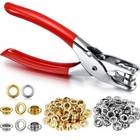 img 4 attached to 🔧 Grommet Eyelet Plier Set with 300 Metal Eyelets - Leather Clothes Belt Tool Kit (Gold, Silver, 1/2 Inch)