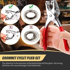 img 1 attached to 🔧 Grommet Eyelet Plier Set with 300 Metal Eyelets - Leather Clothes Belt Tool Kit (Gold, Silver, 1/2 Inch)