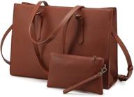 👜 lovevook women's laptop bag, fashionable computer tote with large capacity, leather shoulder purse, business work briefcase for office lady, 15.6-inch, brown logo