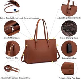 img 2 attached to 👜 LOVEVOOK Women's Laptop Bag, Fashionable Computer Tote with Large Capacity, Leather Shoulder Purse, Business Work Briefcase for Office Lady, 15.6-Inch, Brown