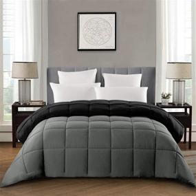 img 4 attached to HOMBYS Lightweight Comforters - Reversible All Season Grey Black Twin Bedding Duvet Insert for Men, Plush Microfiber Filling, Machine Washable Bed Comforters - Down Alternative Option