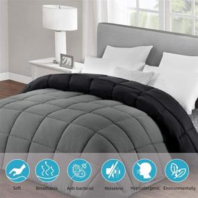 img 3 attached to HOMBYS Lightweight Comforters - Reversible All Season Grey Black Twin Bedding Duvet Insert for Men, Plush Microfiber Filling, Machine Washable Bed Comforters - Down Alternative Option