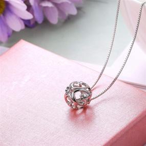 img 2 attached to Minimalist Heart Hole Filigree Necklace for Women - Milacolato 925 Sterling Silver Ball Pendant Necklace in Charm Jewelry Box Chain
