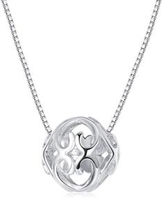 img 4 attached to Minimalist Heart Hole Filigree Necklace for Women - Milacolato 925 Sterling Silver Ball Pendant Necklace in Charm Jewelry Box Chain