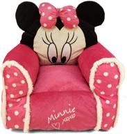 disney minnie mouse figural bean bag chair 🐭 with sherpa trim - ideal for ages 3+ in pink logo