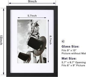 img 3 attached to One Wall Tempered Glass 9x13 Picture Frame: Elegant Black Wood Frame 🖼️ with Mats for 6x9 Photos - Wall & Tabletop Display with Mounting Hardware