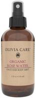 🌹 olivia care organic rose water mist: 100% natural & vegan toner spray for face & body - hydrating, moisturizing, and anti-aging with fresh rose scent - reduce skin irritation - 4 oz logo