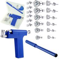 💙 stainless steel body piercing kit: ear, nose, and navel piercing tool with 12 pairs of stud earrings set - blue logo