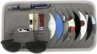 🚗 suntrade car universal sun visor organizer: стильная серая солнцезащитная кожаная сумочка для хранения cd-дисков, солнечных очков и многого другого! логотип