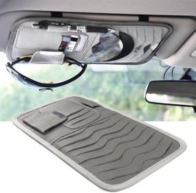 img 2 attached to 🚗 SUNTRADE Car Universal Sun Visor Organizer: Стильная серая солнцезащитная кожаная сумочка для хранения CD-дисков, солнечных очков и многого другого!