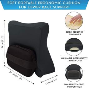 img 2 attached to 🖤 Black Pocket Back Cushion - Ergonomic Pillow for Chairs & Airplane Seats - Memory Foam Lumbar & Coccyx Support - Soft Portable Backrest for Office, Car, Gaming, Travel, Recliner - Enhanced SEO