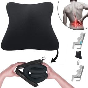 img 3 attached to 🖤 Black Pocket Back Cushion - Ergonomic Pillow for Chairs & Airplane Seats - Memory Foam Lumbar & Coccyx Support - Soft Portable Backrest for Office, Car, Gaming, Travel, Recliner - Enhanced SEO