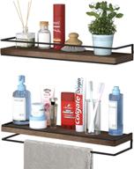 🪵 rustic wood floating shelves set of 2 - wall mounted storage shelves for bedroom, living room, bathroom, kitchen in walnut finish logo