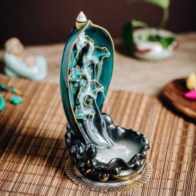 img 1 attached to 🏮 INONE Ceramic Incense Burner: 150 Cones, Waterfall Backflow, Aromatherapy Ornament - Zen Decor for Home and Room