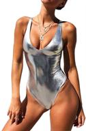 👙 yauasopa sexy liquid metallic glitter one piece push up swimsuit: flaunt your shimmering style at the beach! logo