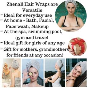 img 2 attached to Zhenali Hair Drying Towel Wrap for Women: 2 Pack Bamboo and Cotton Hair Towel - Naturally Dry and Stylishly Protect Your Hair