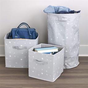 img 2 attached to 📦 Enhanced Gray iDesign Star Small Fabric Storage Cube Bin with Dual Side Handles - Ideal for Closet, Bedroom, Toys, and Nursery