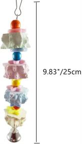 img 4 attached to 🦜 Pet Chew Toy for Parrots, Conure, Budgies, Parakeet, Hamster, Rabbit - Colorful Calcium Stone Bird Beak Trim with Bell, Long String Cage Toy. Chinchilla's Grinding Teeth Claw Shape Lava Block - Set of 2