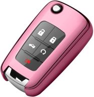 🔑 tukellen key fob cover for chevy chevrolet camaro, cruze, impala - premium soft tpu full protection key shell case - pink logo